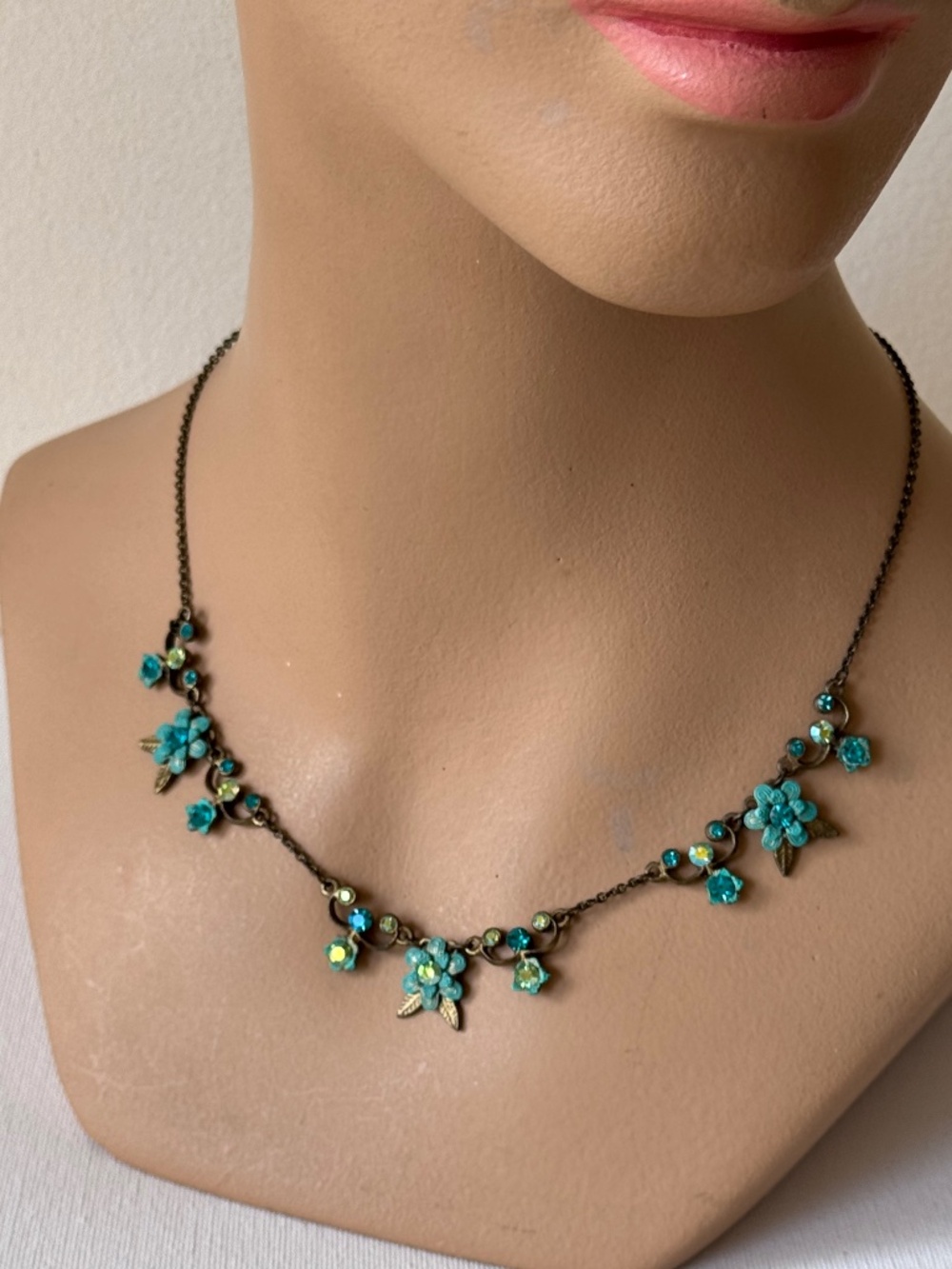 Michael Negrin Turquoise Floral Crystal Necklace
